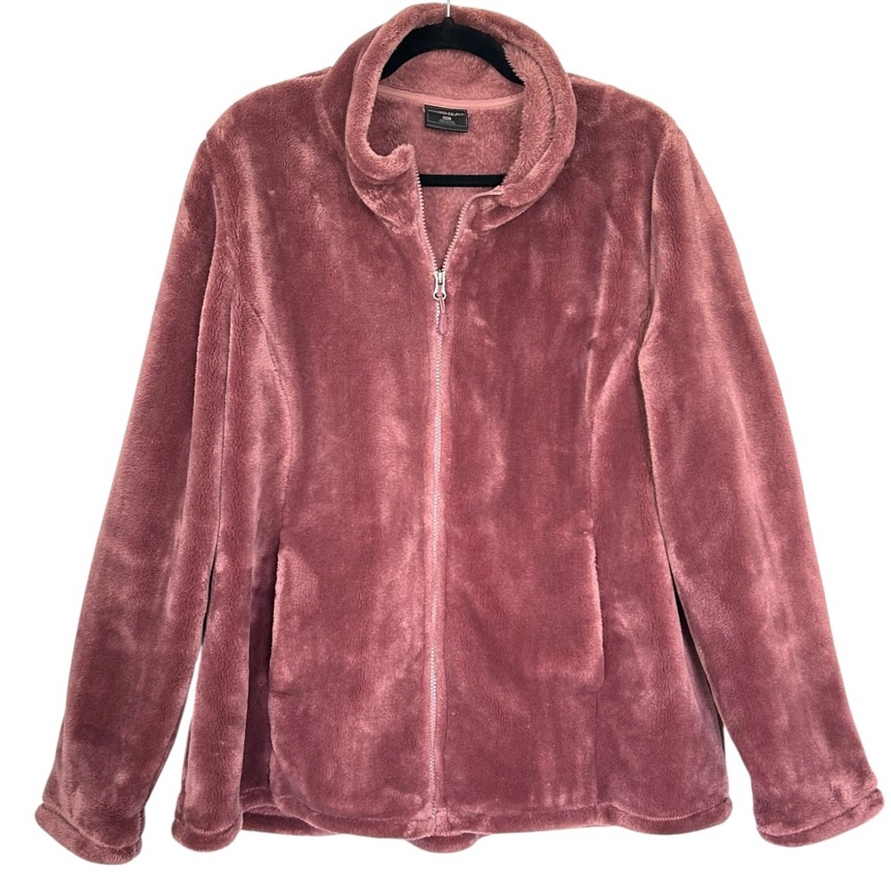 32 DEGREES Women’s Plus Plush Jacket Luxe Faux Fur Full Zip Dark Rose XXL